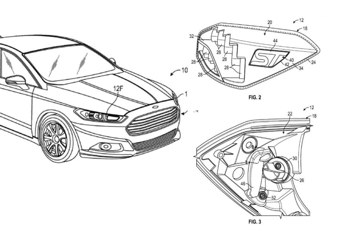 Esquema técnico de los faros personalizables de Ford