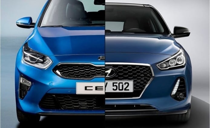Kia Ceed vs Hyundai i30 - frontal Kia Ceed vs Hyundai i30 - frontal