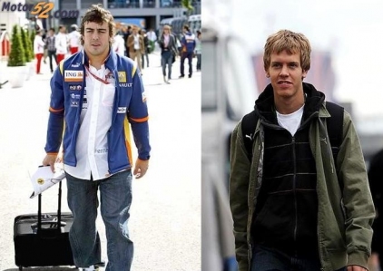 Fernando Alonso y Sebastian Vettel, compañeros de equipo