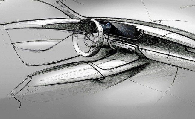 Mercedes Clase GLE 2019 - boceto interior Mercedes Clase GLE 2019 - boceto interior