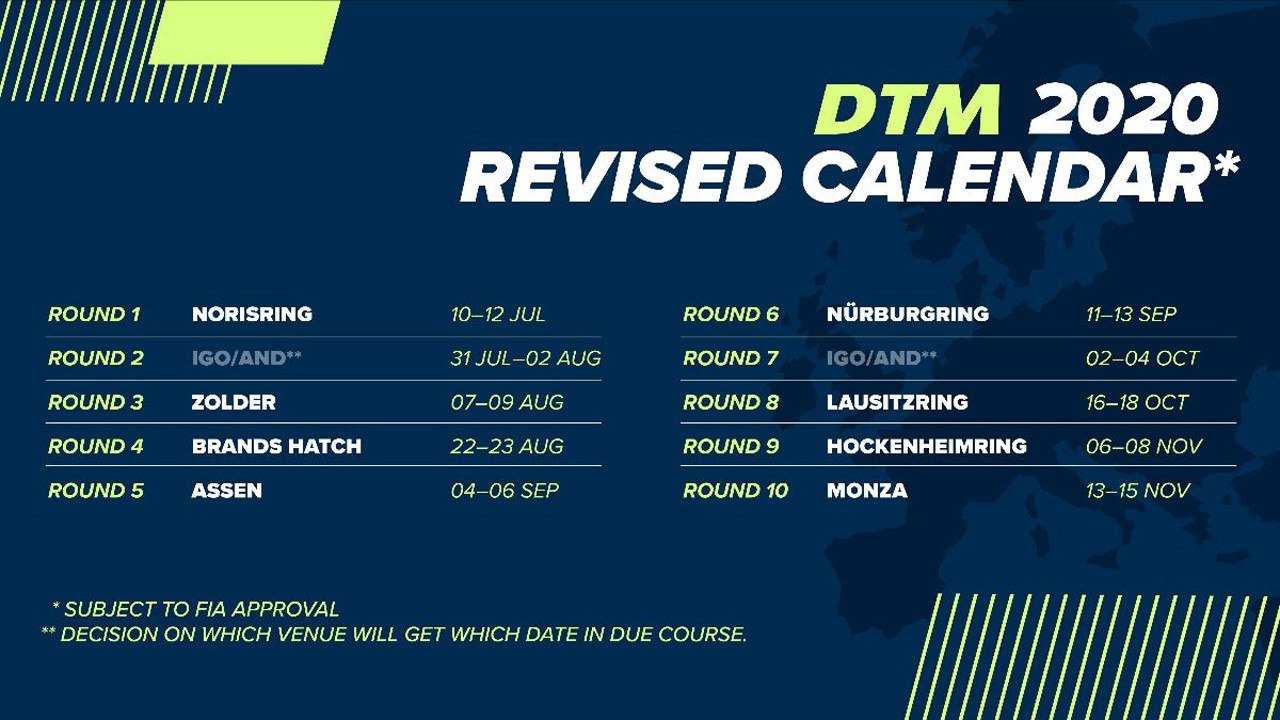 El DTM presenta un nuevo calendario de 2020 con inicio en julio - Motor.es El DTM presenta un nuevo calendario de 2020 con inicio en julio - Motor.es