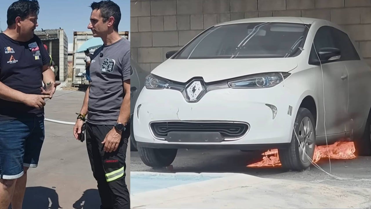 Miguel Assal intenta quemar un coche eléctrico junto a profesionales: “Un incendio de la batería es muy raro que ocurra”